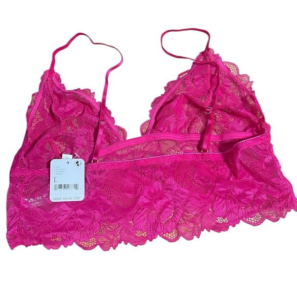 Free People Everyday Pink Lace Longline Bralette sz L New - Picture 3 of 8